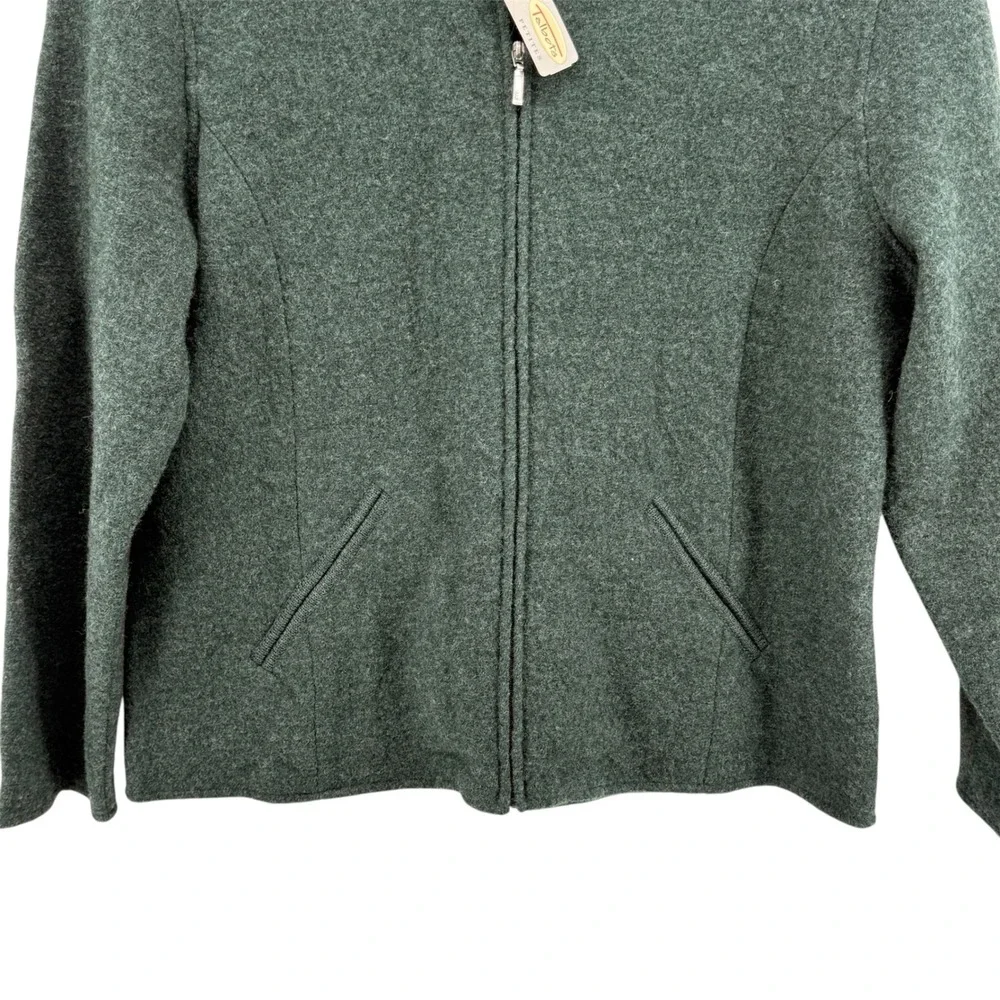 NEW Talbots FullZip Sweater Women Petite Large Cardigan Green 100% Wool MockNeck - Picture 10 of 10